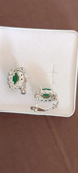 Pendientes esmeralda plata marcasitas