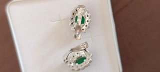 Pendientes esmeralda plata marcasitas