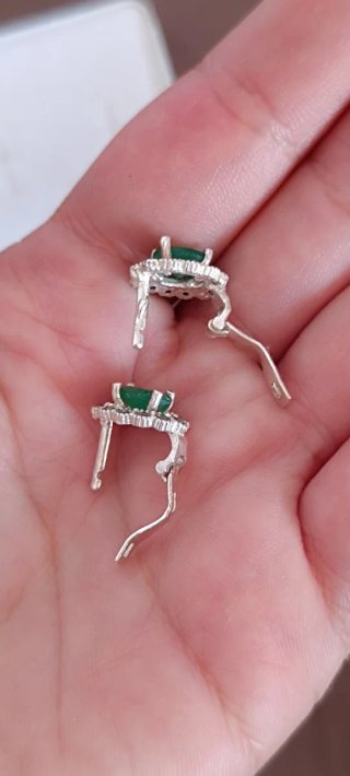 Pendientes esmeralda plata marcasitas