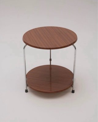 Mesa auxiliar vintage tubular cromada madera