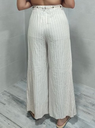 Pantalón de rayas beige talla única