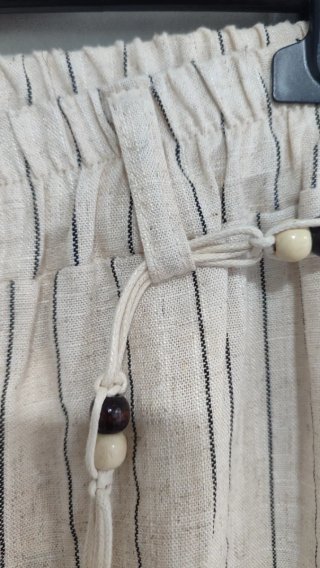 Pantalón de rayas beige talla única