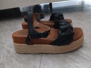 Sandalias Plataforma Esparto Tira Trenzada