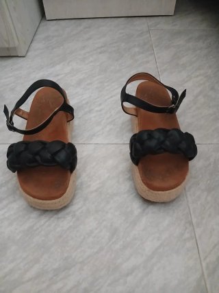 Sandalias Plataforma Esparto Tira Trenzada