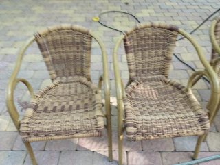 4 Sillones Rattan Terraza Beige/Marrón