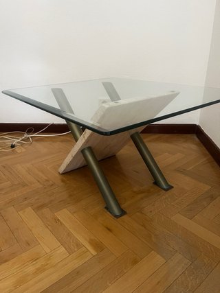 Mesa de centro diseño cristal y piedra