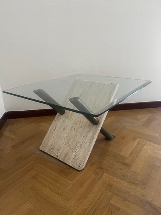 Mesa de centro diseño cristal y piedra