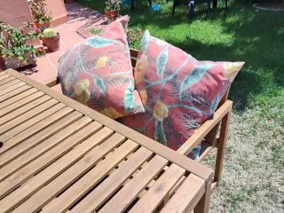 Conjunto madera jardín silla y mesa