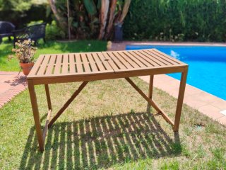 Conjunto madera jardín silla y mesa