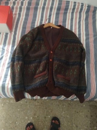 Rebeca/Cardigan Marrón y Verde Talla M