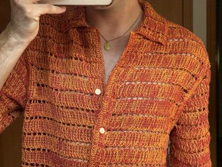 Camisa punto crochet naranja Zara