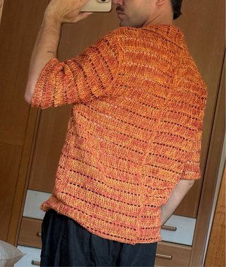 Camisa punto crochet naranja Zara