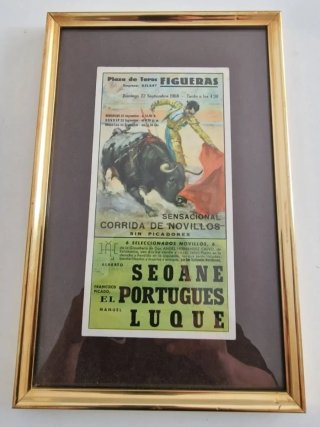 Cartel taurino Plaza de Toros Figueras 1968 enmarc