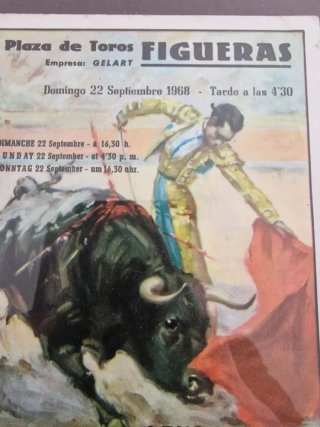 Cartel taurino Plaza de Toros Figueras 1968 enmarc