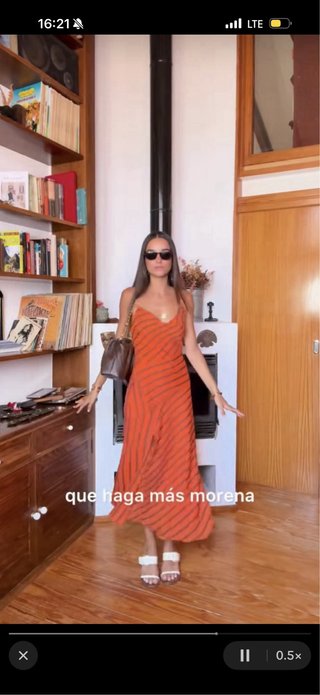 Vestido Midi Rayas Tirante Estampado Zara