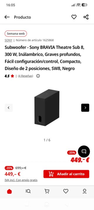 Subwoofer Sony BRAVIA Theatre Sub 8