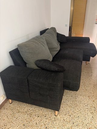 Sofá modular tela gris y negro