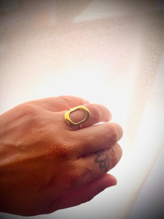 Anillo Acero Inoxidable Dorado Ovalado
