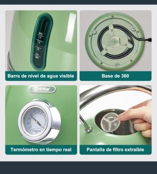 Hervidor Eléctrico Retro Verde Wiltal