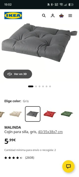 2 Sillas plegables negras Ikea con cojines