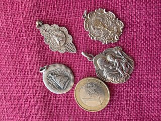 Lote 4 medallas antiguas Plata