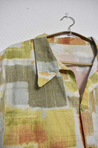 Camisa vintage estampada manga corta