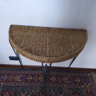 Tavolino consolle semicircolare metallo e corda
