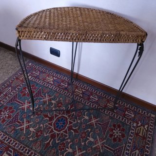 Tavolino consolle semicircolare metallo e corda