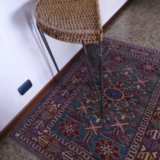 Tavolino consolle semicircolare metallo e corda