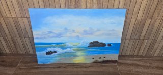 Cuadro Lienzo Mar Rocas Olas