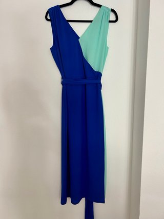 Vestido fiesta azul y verde talla L
