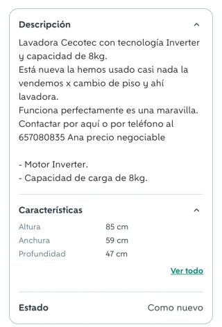 Lavadora 8kg Cecotec Inverter
