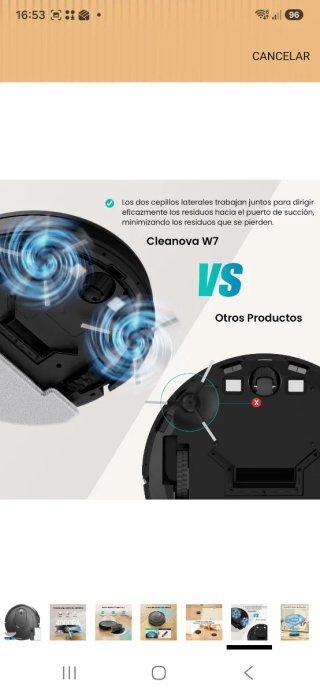 Robot Aspirador Fregasuelos Cleanova W7 nuevo