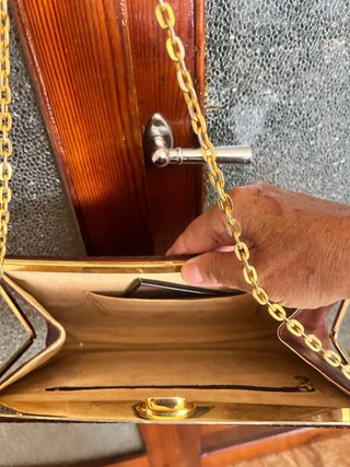 Bolso cartera piel serpiente marrón y dorado