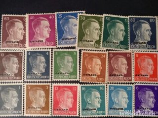 18 Sellos de Hitler Ocupación Alemana de Ostland