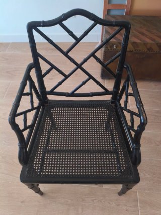 2 Sillónes Negros Estilo Bambú
