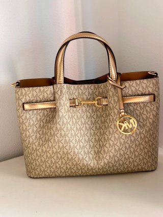 Bolso Michael Kors Dorado y Beige