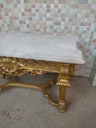 Mesa antigua estilo Luis XVI madera y mármol