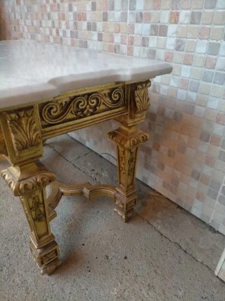 Mesa antigua estilo Luis XVI madera y mármol
