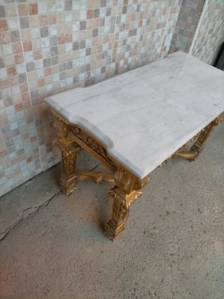 Mesa antigua estilo Luis XVI madera y mármol