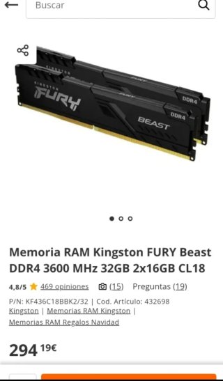 Kingston Fury Beast DDR4 16GB 3600MHz NEGOCIABLE