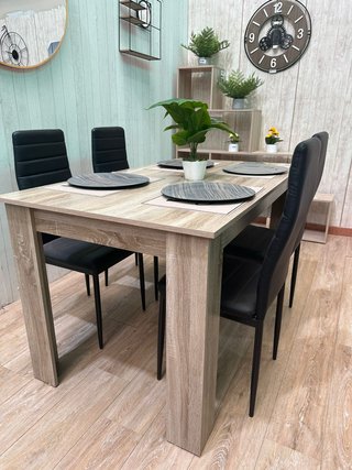 Mesa Comedor Fija + 4 Sillas Polipiel