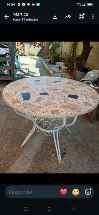 Mesa Terraza Hierro y Piedra Multicolor