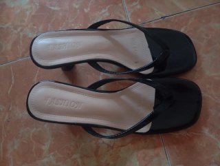 Chanclas tacón negras moda 36-37