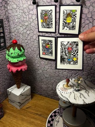 4 Cuadros Miniatura  1/6 de Helados Hechos a Mano