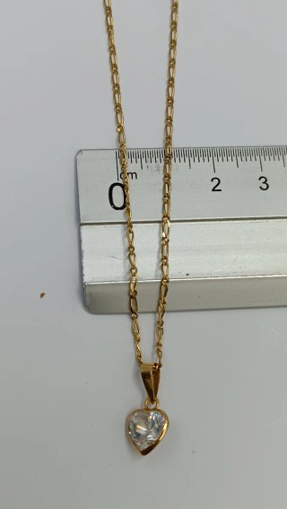 Collar de oro 18kt corazón circonita