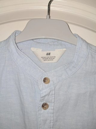 Camisa H&M Lino Azul y verdeTalla M