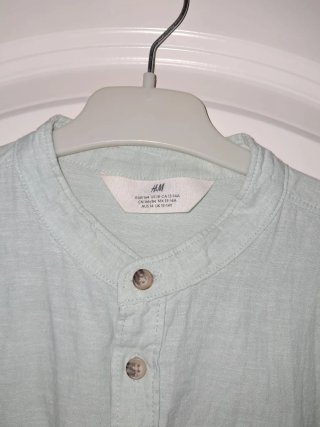 Camisa H&M Lino Azul y verdeTalla M