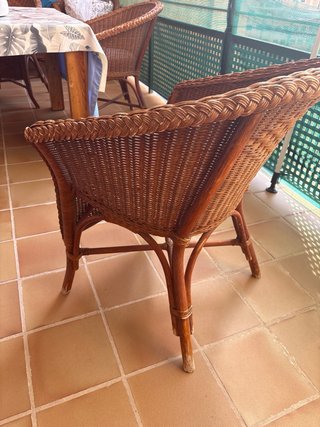 Sillón de mimbre para terraza, muy resistente