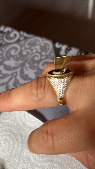 Anillo Sello Rolex Oro Negro Diamantes peso 9,8